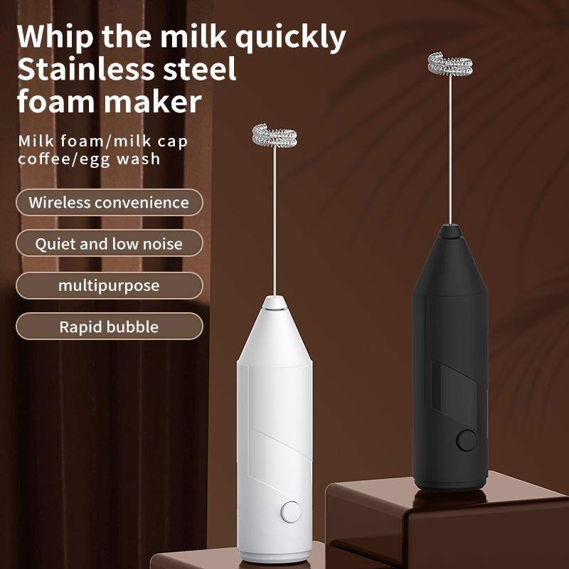 Powerful Milk Frother Wand, Ultra Fast Handheld Drink Mixer , No Bracket Required- Electric Whisk Foam Maker for Coffee, Cappuccino, Matcha, Lattes, Hot Chocolate & Creamer - Black