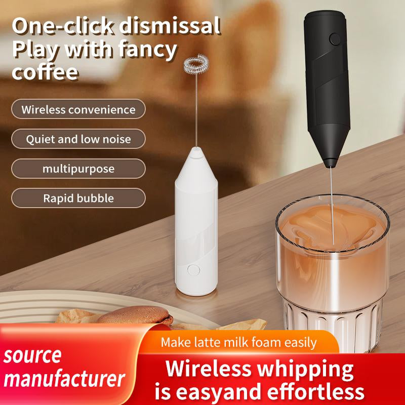Powerful Milk Frother Wand, Ultra Fast Handheld Drink Mixer , No Bracket Required- Electric Whisk Foam Maker for Coffee, Cappuccino, Matcha, Lattes, Hot Chocolate & Creamer - Black