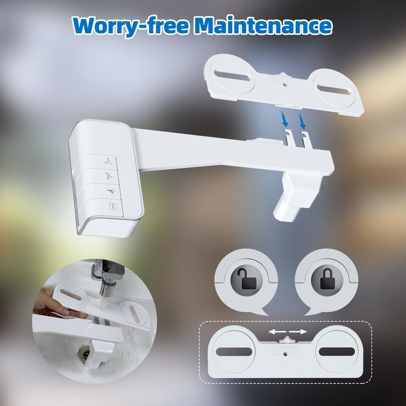 Hibbent Bidet Attachment for Toilet, Non-Electric Dual Nozzle for Frontal & Rear Wash, Adjustable Water Pressure Control, Fresh Water Bidet Toilet Seat, Self Cleaning Water Sprayer, White Portable Dual Adjustable Dual