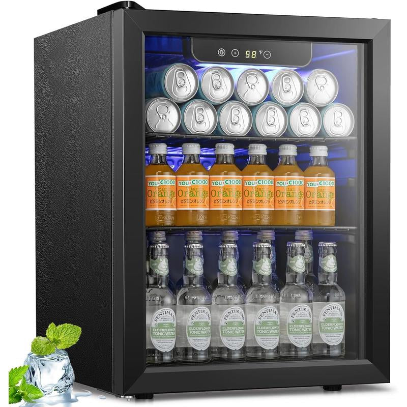 COWSAR Beverage Refrigerator and Cooler, Mini Fridge 48-130 Can, Little Cooler with Digital Display 32~61℉, Small Refrigerator with 4 Shelves for Home Office, Bedroom, Garage, Game Room, 1.3-3.2 Cu.Ft