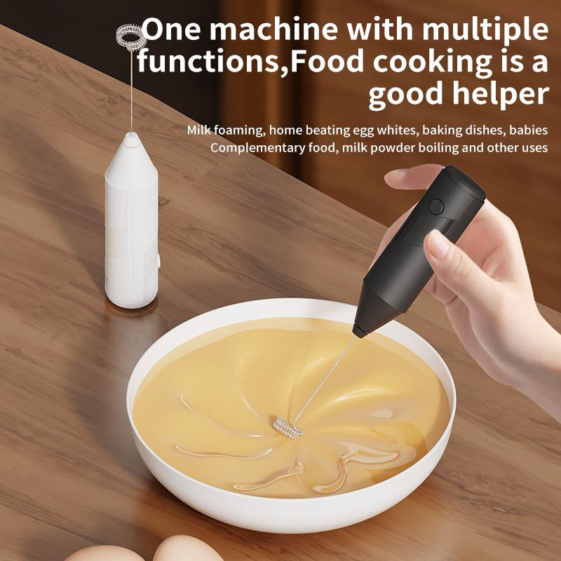 Powerful Milk Frother Wand, Ultra Fast Handheld Drink Mixer , No Bracket Required- Electric Whisk Foam Maker for Coffee, Cappuccino, Matcha, Lattes, Hot Chocolate & Creamer - Black