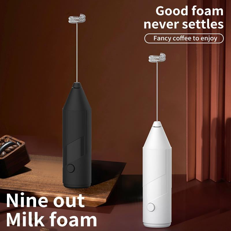 Powerful Milk Frother Wand, Ultra Fast Handheld Drink Mixer , No Bracket Required- Electric Whisk Foam Maker for Coffee, Cappuccino, Matcha, Lattes, Hot Chocolate & Creamer - Black