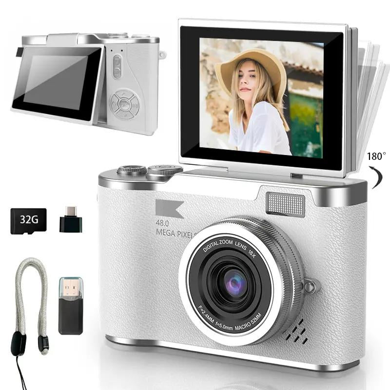 4K Foldable Screen Student Camera, 1 Count Retro CCD Card Machine, Entry-Level Digital Camera, 1080P High Built-In Games & Filter Functions Camera, Mother'S Day Gifts, Video Pink