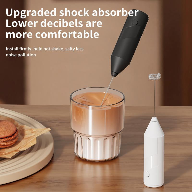 Powerful Milk Frother Wand, Ultra Fast Handheld Drink Mixer , No Bracket Required- Electric Whisk Foam Maker for Coffee, Cappuccino, Matcha, Lattes, Hot Chocolate & Creamer - Black