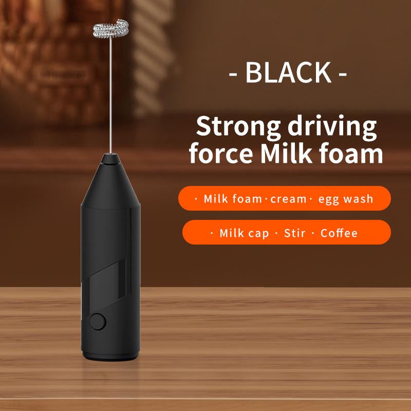 Powerful Milk Frother Wand, Ultra Fast Handheld Drink Mixer , No Bracket Required- Electric Whisk Foam Maker for Coffee, Cappuccino, Matcha, Lattes, Hot Chocolate & Creamer - Black