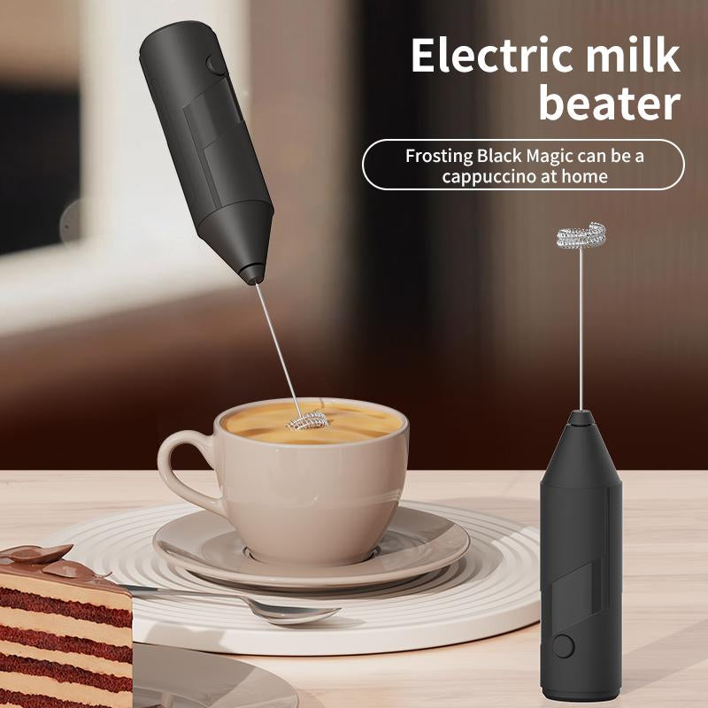 Powerful Milk Frother Wand, Ultra Fast Handheld Drink Mixer , No Bracket Required- Electric Whisk Foam Maker for Coffee, Cappuccino, Matcha, Lattes, Hot Chocolate & Creamer - Black