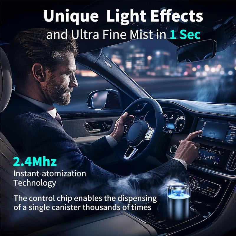 Smart Car Air Freshener & Diffuser – 5 Scents, 4 Adjustable LED Light, Aromatherapy for Car, Home, Office & More