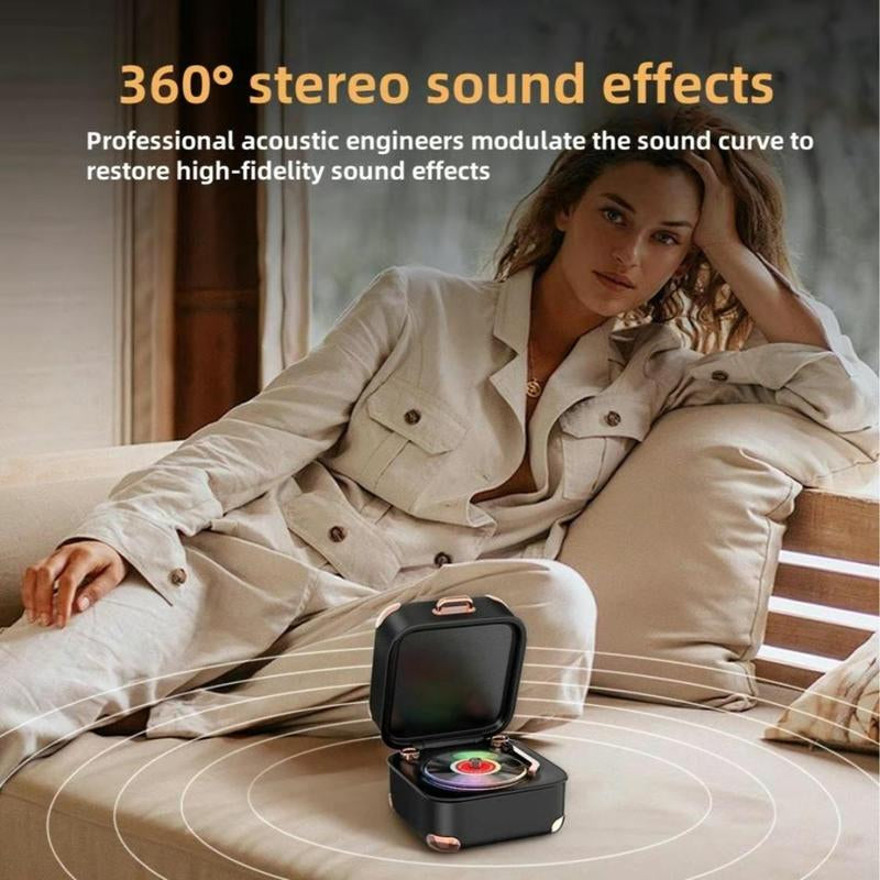 Portable Wireless Speaker, Mini Stereo Speaker with Nostalgic Classic Recording Function, Wireless Speaker with RGB Light for Party, Travel, and Home Use, Audio