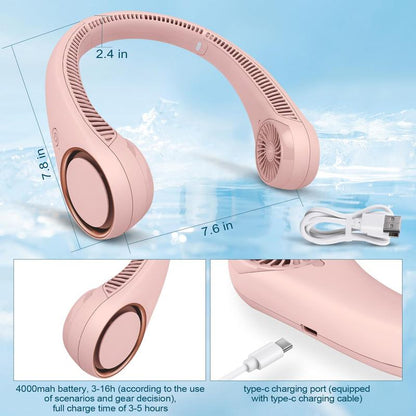 Girls’ Exclusive Stylish Neck Fan - Powerful Cooling for Outdoor Sports & Photography