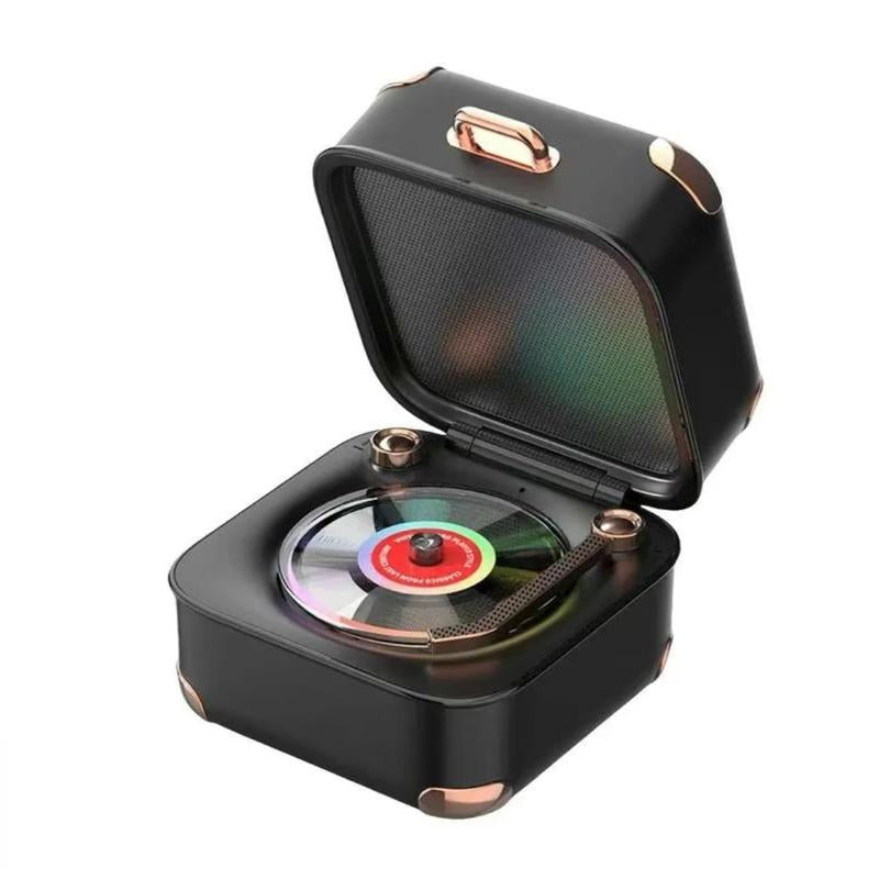 Portable Wireless Speaker, Mini Stereo Speaker with Nostalgic Classic Recording Function, Wireless Speaker with RGB Light for Party, Travel, and Home Use, Audio