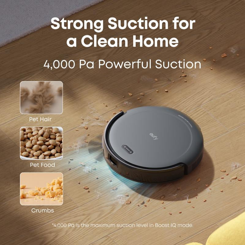 Eufy C10 Robot Vacuum with Self Emptying Station, up to 60 Days Hands Free Cleaning, Edge Expansion Brush, 2.85-Inch Ultra-Slim Body, Smart Mapping, Point Laser and Multi-Infrared Navigation