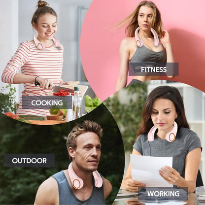 Girls’ Exclusive Stylish Neck Fan - Powerful Cooling for Outdoor Sports & Photography