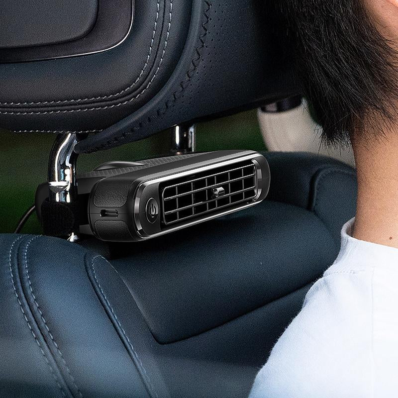 JOYTUTUS Car Seat Fan USB Plug-In Dual Turbo High Wind Power Car Interior Rear Pillow Car Fan
