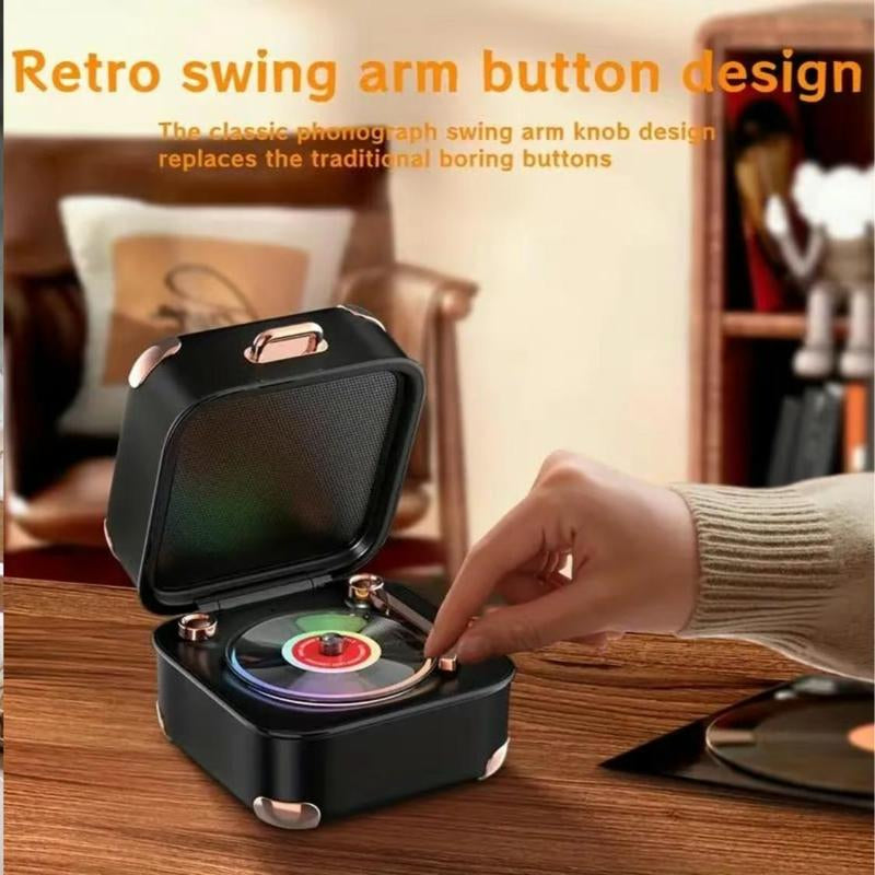 Portable Wireless Speaker, Mini Stereo Speaker with Nostalgic Classic Recording Function, Wireless Speaker with RGB Light for Party, Travel, and Home Use, Audio