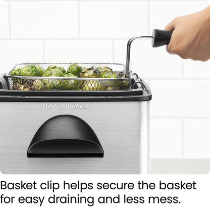 Chefman 4.5L Deep Fryer, XL Capacity, Adjustable Temperature & Timer - Stainless Steel