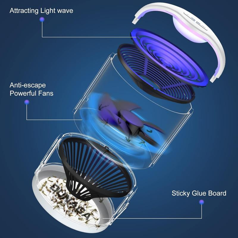 Fly Traps Indoor, Fruit Fly Traps, Gnat Traps, Bug Zapper Indoor, Insect Traps Indoor with 10 Sticky Glue Boards, White, Fathersdaygift
