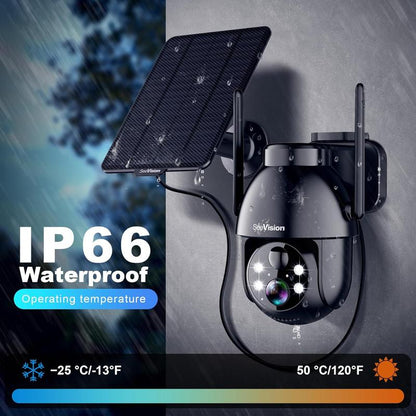 Seevision Solar Wireless Wifi Security Outdoor Camera for Home with Spotlight, PIR Motion Detection, Color Night Vision, and Two-Way Talk