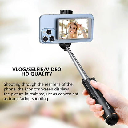 Phone Vlog Selfie Monitor Screen, Magnetic Mount, 1080P Wireless Recording, Using Phone Rear Camera for Selfie Vlog, Live Streaming, Tiktok, Compatible with Iphone/Android