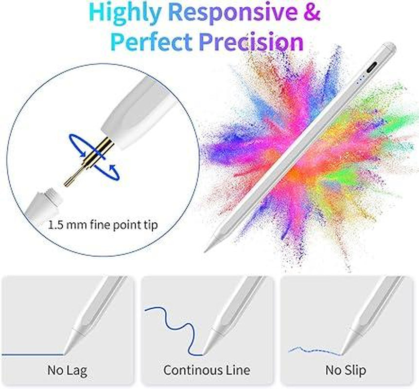 Stylus Pen for Ipad,Fast Charge,With Palm Rejection Tilt Sensitivity, Active Touch Screen Pencil Compatible with Ipad 6/7/8/9/10,Mini5/6Air3/4/5 Ipad Pro12.9&11 Fathersdaygift