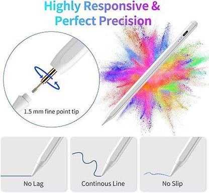 Stylus Pen for Ipad,Fast Charge,With Palm Rejection Tilt Sensitivity, Active Touch Screen Pencil Compatible with Ipad 6/7/8/9/10,Mini5/6Air3/4/5 Ipad Pro12.9&11 Fathersdaygift