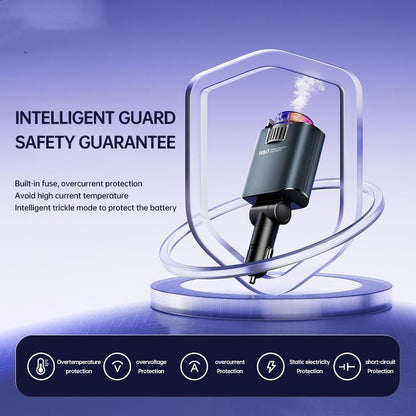 W&O 5 in 1 Starlight/Aroma Retractable Car Charger- Fast Charging Adapter with Lightning Cable, Dual Charge Ports, Aroma Feature,3*Bottles Perfume Free
