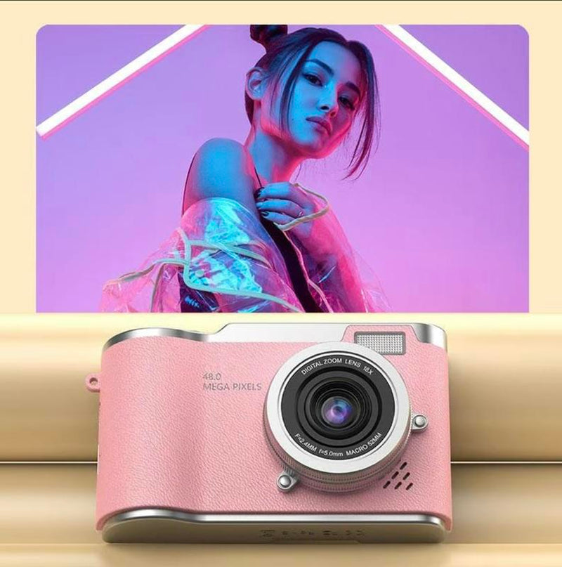 4K Foldable Screen Student Camera, 1 Count Retro CCD Card Machine, Entry-Level Digital Camera, 1080P High Built-In Games & Filter Functions Camera, Mother'S Day Gifts, Video Pink