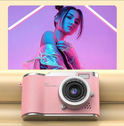 4K Foldable Screen Student Camera, 1 Count Retro CCD Card Machine, Entry-Level Digital Camera, 1080P High Built-In Games & Filter Functions Camera, Mother'S Day Gifts, Video Pink