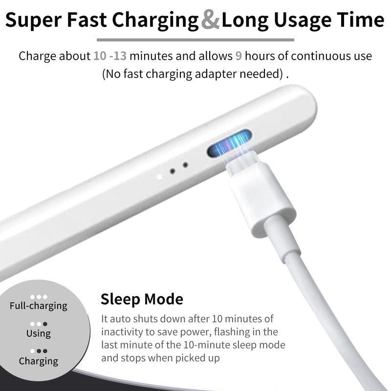 Stylus Pen for Ipad,Fast Charge,With Palm Rejection Tilt Sensitivity, Active Touch Screen Pencil Compatible with Ipad 6/7/8/9/10,Mini5/6Air3/4/5 Ipad Pro12.9&11 Fathersdaygift