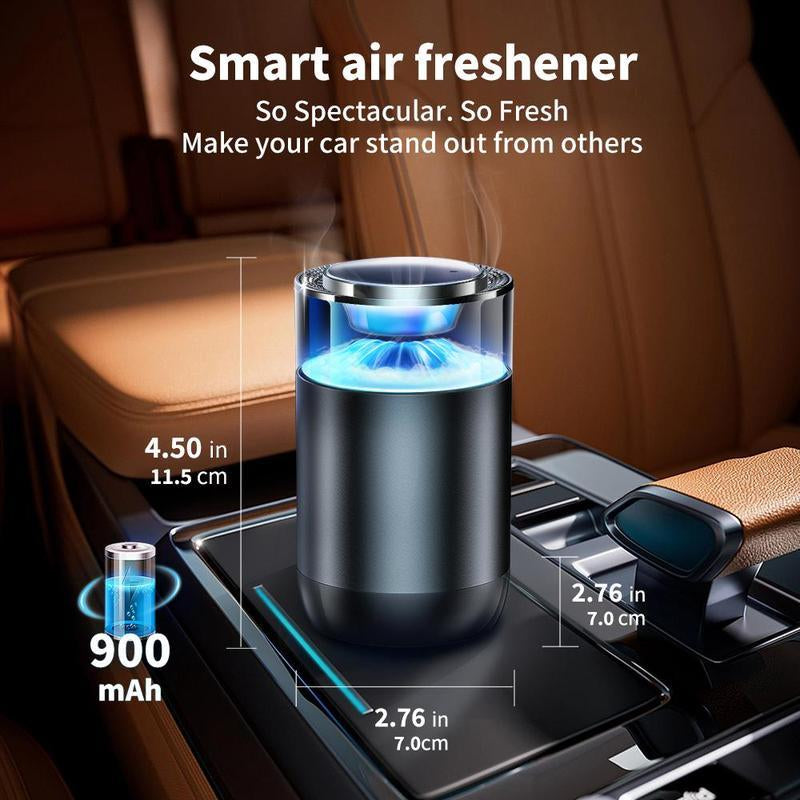 Smart Car Air Freshener & Diffuser – 5 Scents, 4 Adjustable LED Light, Aromatherapy for Car, Home, Office & More