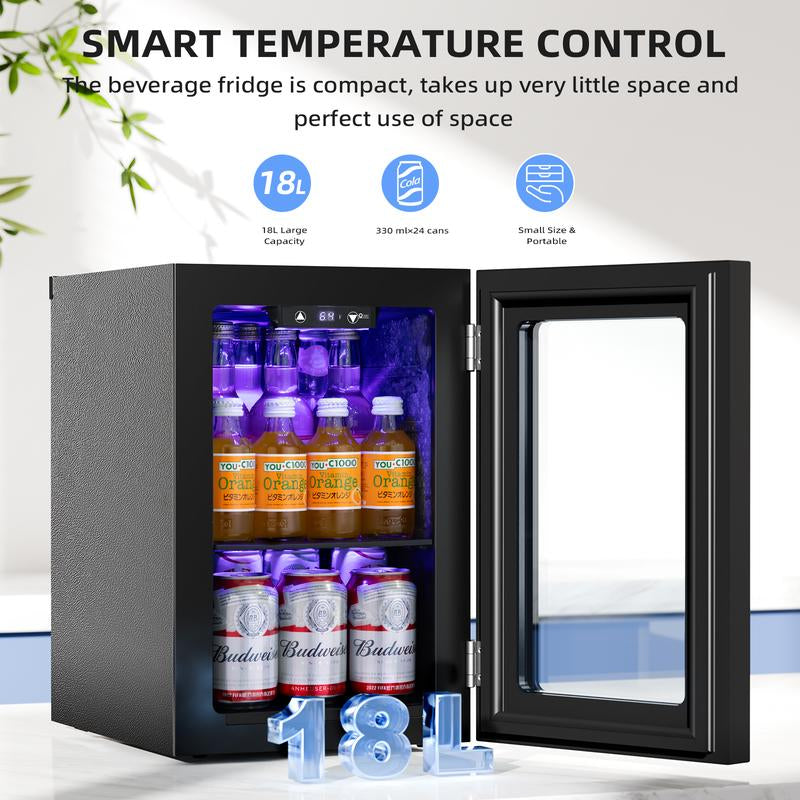 Antarctic Star 0.6Cu. Ft. Freestanding Wine Cellar, 4-Bottle Red Wine with 6-Can Beer Refrigerator, Quiet Compressor, LED Light and Display, 40-61 ℉, Black