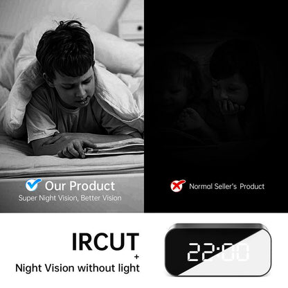 2MP Camera Clock Wifi Camera Alarm 4K FHD Nanny Camera Recorder Wireless Indoor Home Office Security Night Vision Motion Detection 5G and 2.4G Wi-Fi Camera Clock