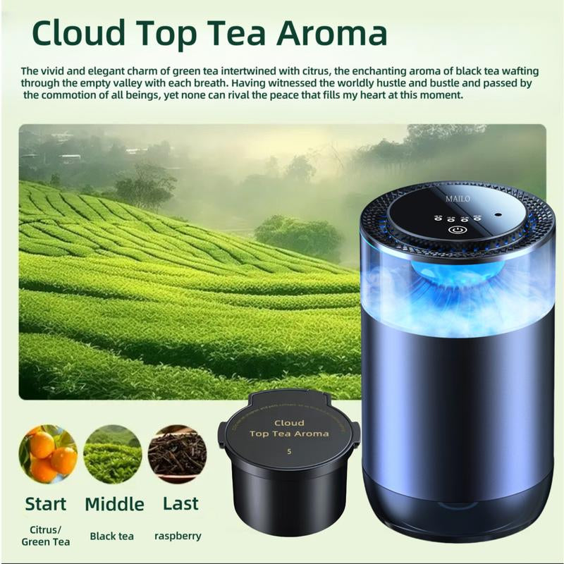 Smart Car Air Freshener & Diffuser – 5 Scents, 4 Adjustable LED Light, Aromatherapy for Car, Home, Office & More