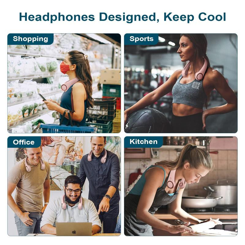 Girls’ Exclusive Stylish Neck Fan - Powerful Cooling for Outdoor Sports & Photography