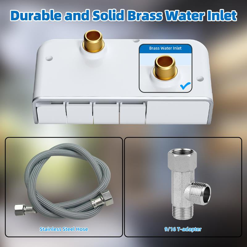 Hibbent Bidet Attachment for Toilet, Non-Electric Dual Nozzle for Frontal & Rear Wash, Adjustable Water Pressure Control, Fresh Water Bidet Toilet Seat, Self Cleaning Water Sprayer, White Portable Dual Adjustable Dual