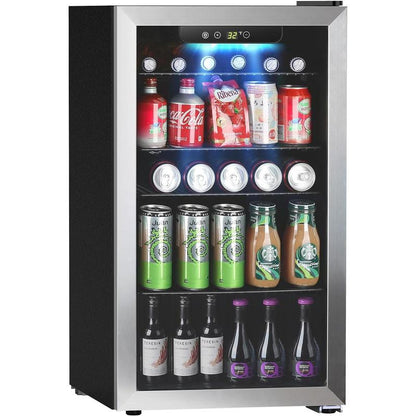 COWSAR Beverage Refrigerator and Cooler, Mini Fridge 48-130 Can, Little Cooler with Digital Display 32~61℉, Small Refrigerator with 4 Shelves for Home Office, Bedroom, Garage, Game Room, 1.3-3.2 Cu.Ft