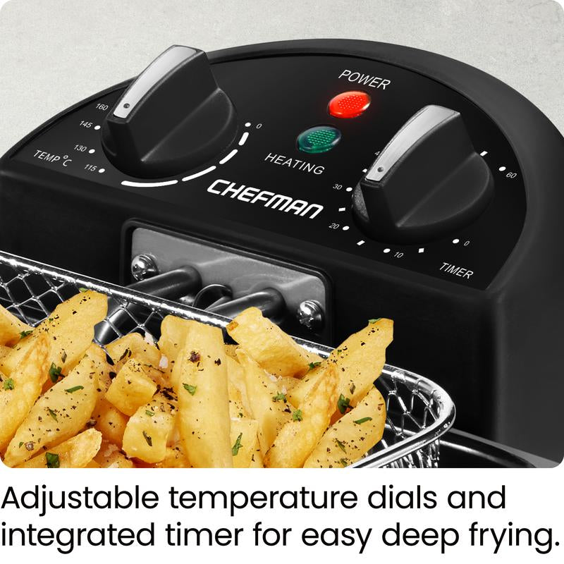Chefman 4.5L Deep Fryer, XL Capacity, Adjustable Temperature & Timer - Stainless Steel