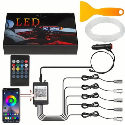 Neon Car Interior LED Strip Lights - 5 Meter - with App Control and Music Sync Rhythm for Dashboard, Door, and Console