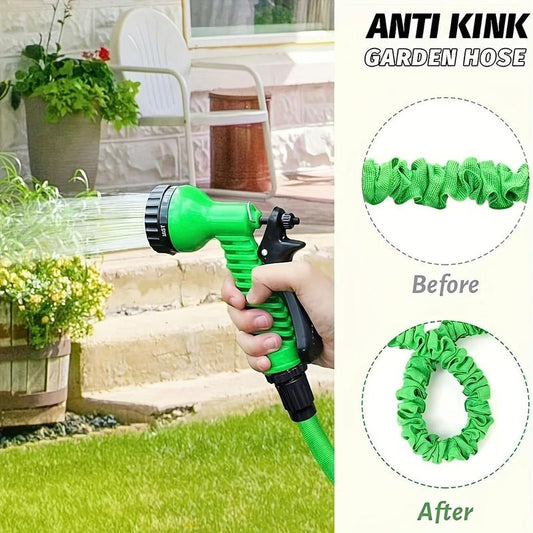25Ft Expandable Garden Hose with Spray Nozzle - High Pressure, Kink-Free & Lightweight for Car Wash, Watering (3" Compact Design) Outdoor Exterior Tools