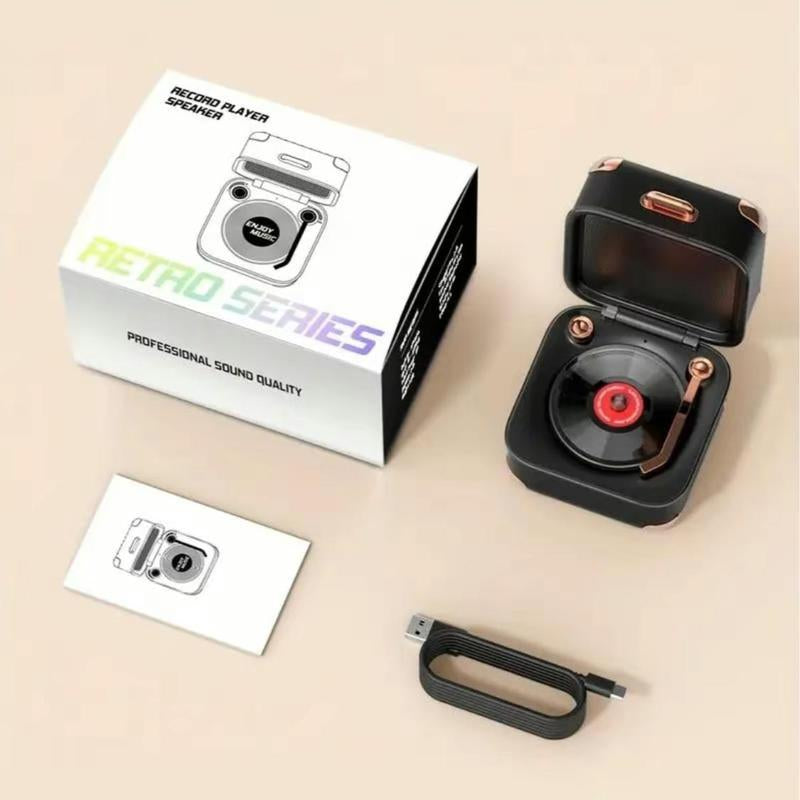 Portable Wireless Speaker, Mini Stereo Speaker with Nostalgic Classic Recording Function, Wireless Speaker with RGB Light for Party, Travel, and Home Use, Audio