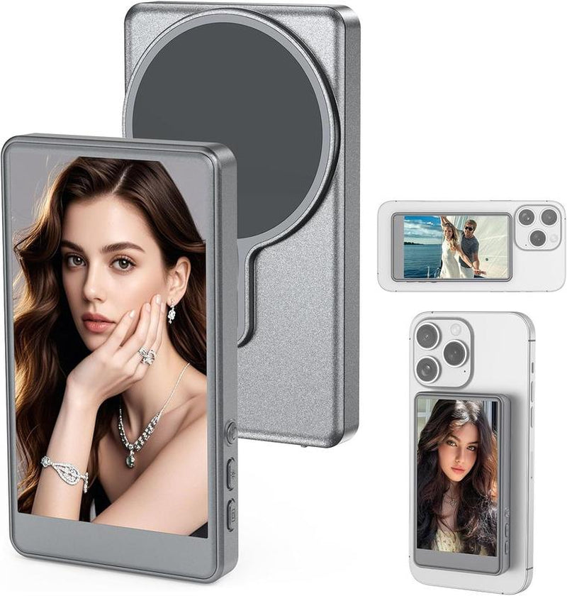 Phone Vlog Selfie Monitor Screen, Magnetic Mount, 1080P Wireless Recording, Using Phone Rear Camera for Selfie Vlog, Live Streaming, Tiktok, Compatible with Iphone/Android
