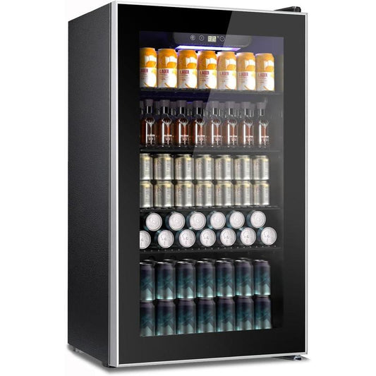 COWSAR Beverage Refrigerator and Cooler, Mini Fridge 48-130 Can, Little Cooler with Digital Display 32~61℉, Small Refrigerator with 4 Shelves for Home Office, Bedroom, Garage, Game Room, 1.3-3.2 Cu.Ft