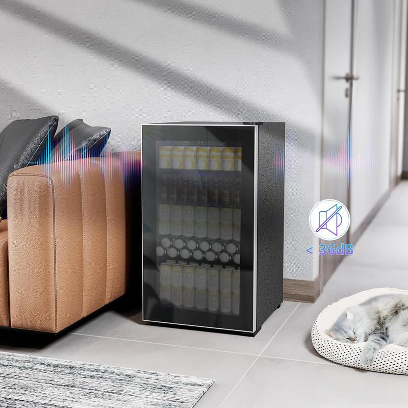 COWSAR Beverage Refrigerator and Cooler, Mini Fridge 48-130 Can, Little Cooler with Digital Display 32~61℉, Small Refrigerator with 4 Shelves for Home Office, Bedroom, Garage, Game Room, 1.3-3.2 Cu.Ft