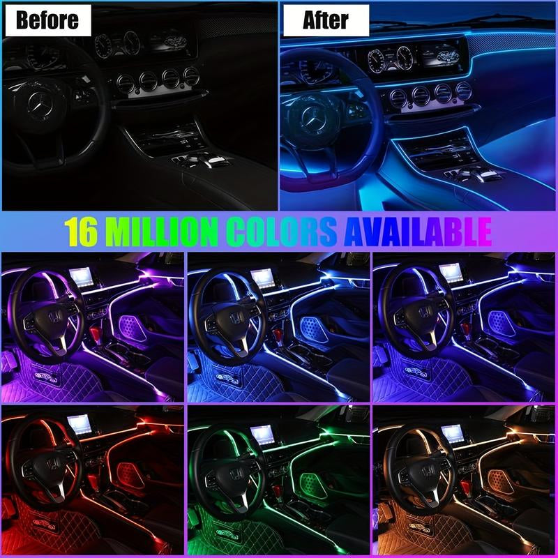 Neon Car Interior LED Strip Lights - 5 Meter - with App Control and Music Sync Rhythm for Dashboard, Door, and Console