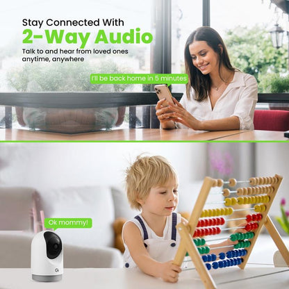 Gearit Wifi Indoor Camera with Pan/Tilt for Baby & Pet - 2K Video, 2-Way Audio, Motion Tracker