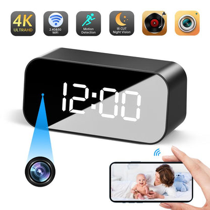 2MP Camera Clock Wifi Camera Alarm 4K FHD Nanny Camera Recorder Wireless Indoor Home Office Security Night Vision Motion Detection 5G and 2.4G Wi-Fi Camera Clock