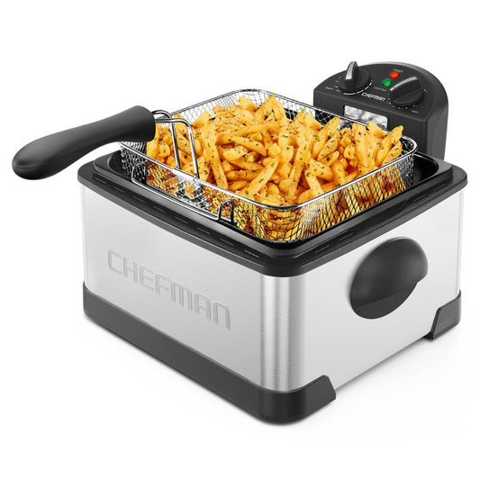 Chefman 4.5L Deep Fryer, XL Capacity, Adjustable Temperature & Timer - Stainless Steel