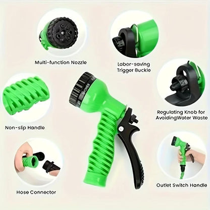 25Ft Expandable Garden Hose with Spray Nozzle - High Pressure, Kink-Free & Lightweight for Car Wash, Watering (3" Compact Design) Outdoor Exterior Tools
