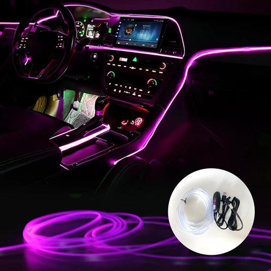 USB Powered Car Interior LED Light for Summer Fall Gift, Car Electronics, Multiple Color Modes 5M Fiber Ambient Light, Car Interior Lighting, Magic Car Ambient Light Strip, LED Car Lights