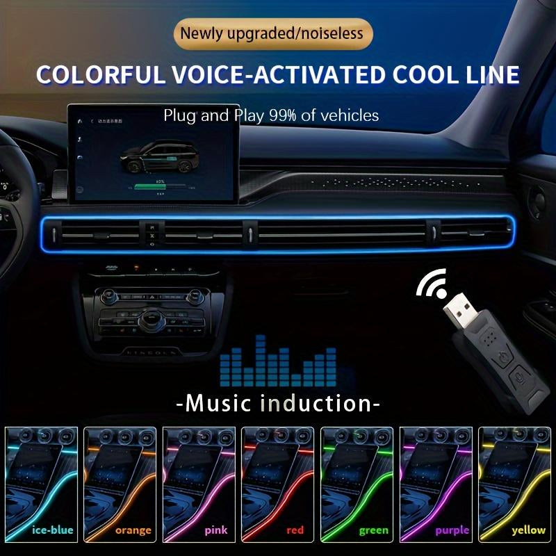 Neon Car Interior LED Strip Lights - 5 Meter - with App Control and Music Sync Rhythm for Dashboard, Door, and Console