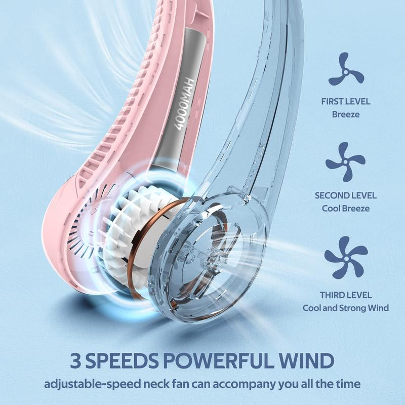 Girls’ Exclusive Stylish Neck Fan - Powerful Cooling for Outdoor Sports & Photography